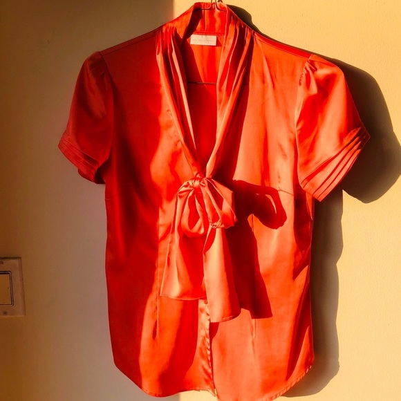 Orange Front Bow Festive Blouse - Picture 6 of 11